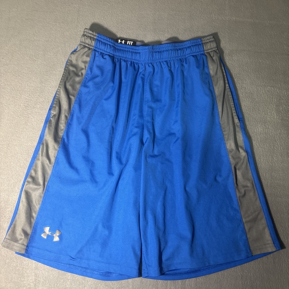 Under Armour Shorts Mens Medium Blue Training Stretch Pockets Gym Loose